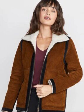 Marine Layer Loni Sherpa Brown Corduroy Jacket Reversible Size XS